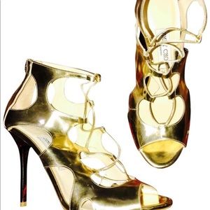 Jimmy Choo Gold gladiator style heels size 9.5